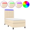 Sommier à lattes de lit et matelas et LED Crème 80x200cm Tissu 