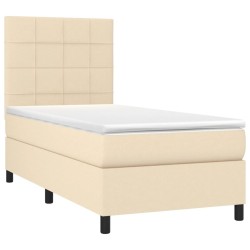Sommier à lattes de lit et matelas et LED Crème 80x200cm Tissu 