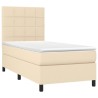 Sommier à lattes de lit et matelas et LED Crème 80x200cm Tissu 