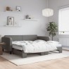 Lit de jour avec gigogne et matelas gris foncé 100x200 cm tissu 