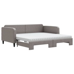 Lit de jour avec gigogne et matelas gris foncé 100x200 cm tissu 