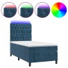 Sommier à lattes de lit matelas et LED Bleu foncé 100x200 cm 