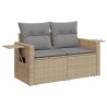Salon de jardin avec coussins 7 pcs beige résine tressée 