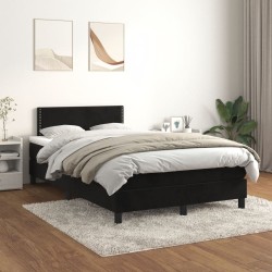 Sommier à lattes de lit avec matelas noir 120x190 cm velours 