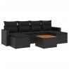 Salon de jardin 7 pcs avec coussins noir résine tressée 
