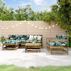Salon de jardin 7 pcs bois de pin imprégné 