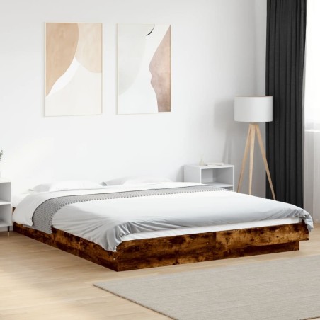Cadre de lit sans matelas chêne fumé 150x200 cm 