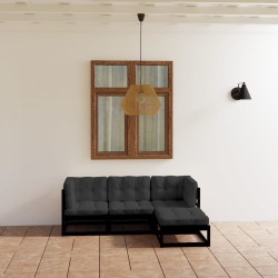Salon de jardin 4 pcs avec coussins Bois de pin massif 