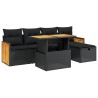 Salon de jardin 6 pcs avec coussins noir résine tressée 