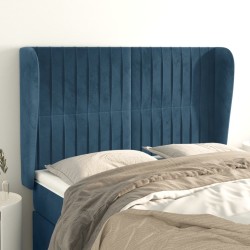 Tête de lit avec oreilles Bleu foncé 147x23x118/128 cm Velours 