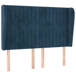 Tête de lit avec oreilles Bleu foncé 147x23x118/128 cm Velours 