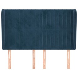 Tête de lit avec oreilles Bleu foncé 147x23x118/128 cm Velours 