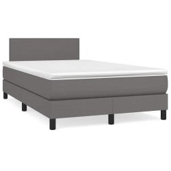 Sommier à lattes de lit matelas LED gris 120x190 cm similicuir 
