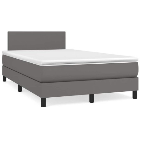 Sommier à lattes de lit matelas LED gris 120x190 cm similicuir 
