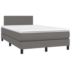 Sommier à lattes de lit matelas LED gris 120x190 cm similicuir 