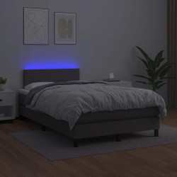 Sommier à lattes de lit matelas LED gris 120x190 cm similicuir 
