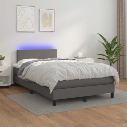 Sommier à lattes de lit matelas LED gris 120x190 cm similicuir 