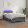 Sommier à lattes de lit matelas LED gris 120x190 cm similicuir 
