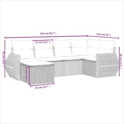 Salon de jardin avec coussins 6pcs mélange beige résine tressée 