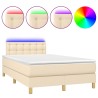 Sommier à lattes de lit matelas et LED crème 120x190 cm tissu 