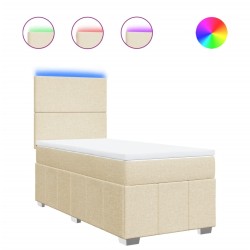 Sommier à lattes de lit avec matelas Crème 90x200 cm Tissu 
