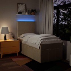 Sommier à lattes de lit avec matelas Crème 90x200 cm Tissu 