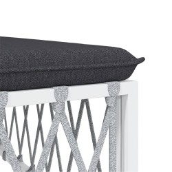 Salon de jardin avec coussins 6 pcs blanc acier 