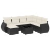 Salon de jardin 8 pcs avec coussins noir résine tressée 