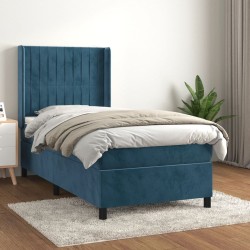 Sommier à lattes de lit avec matelas Bleu foncé 90x200 cm 