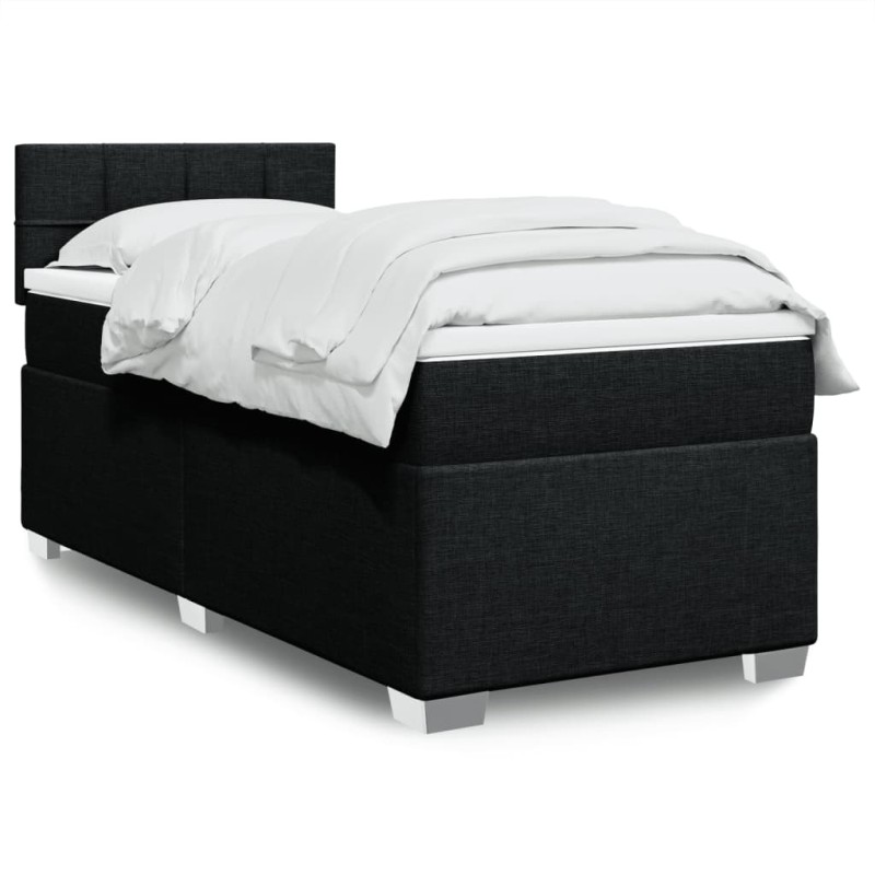 Sommier à lattes de lit avec matelas Noir 100x200 cm Tissu 