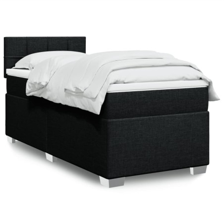 Sommier à lattes de lit avec matelas Noir 100x200 cm Tissu 