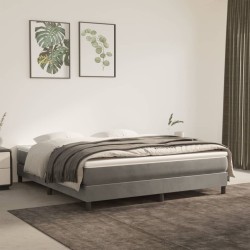 Sommier à lattes de lit et matelas Gris clair 160x200cm Velours 