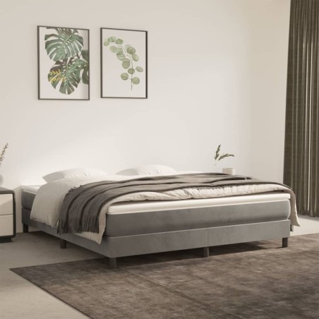 Sommier à lattes de lit et matelas Gris clair 160x200cm Velours 