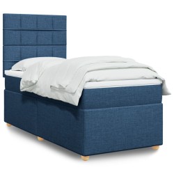 Sommier à lattes de lit avec matelas Bleu 90x190 cm Tissu 