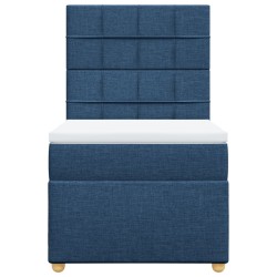 Sommier à lattes de lit avec matelas Bleu 90x190 cm Tissu 
