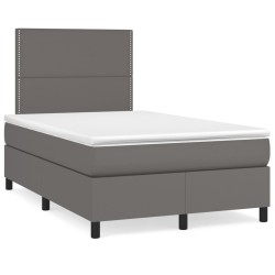Sommier à lattes de lit matelas LED gris 120x190 cm similicuir 