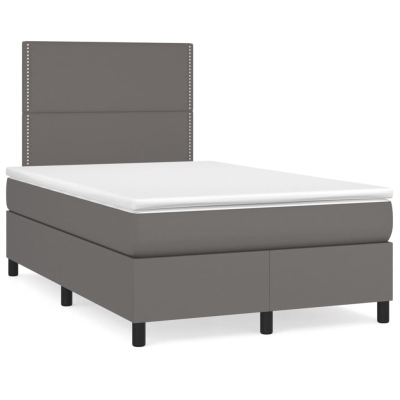 Sommier à lattes de lit matelas LED gris 120x190 cm similicuir 