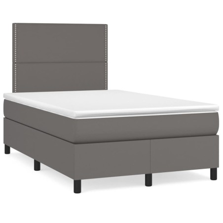 Sommier à lattes de lit matelas LED gris 120x190 cm similicuir 