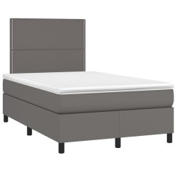 Sommier à lattes de lit matelas LED gris 120x190 cm similicuir 