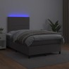 Sommier à lattes de lit matelas LED gris 120x190 cm similicuir 