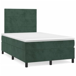 Sommier à lattes de lit avec matelas vert foncé 120x190 cm 