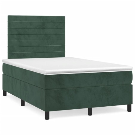 Sommier à lattes de lit avec matelas vert foncé 120x190 cm 