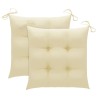 Chaise à bascule avec coussin blanc crème Bois de teck solide 