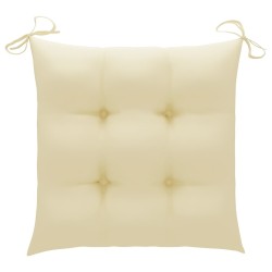 Chaise à bascule avec coussin blanc crème Bois de teck solide 