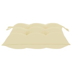 Chaise à bascule avec coussin blanc crème Bois de teck solide 