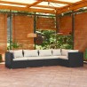 Salon de jardin 5 pcs avec coussins Résine tressée Noir 