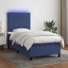 Sommier à lattes de lit et matelas et LED Bleu 100x200 cm Tissu 