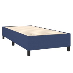 Sommier à lattes de lit et matelas et LED Bleu 100x200 cm Tissu 