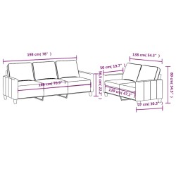 Ensemble de canapés 2 pcs avec coussins Jaune clair Tissu 