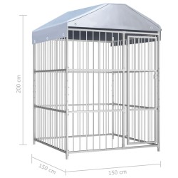 Chenil d'extérieur avec toit pour chiens 150x150x200 cm 